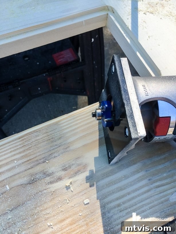 Craft Your Perfect Screen Door 9 Routing a rabbet groove on the back of the DIY screen door frame