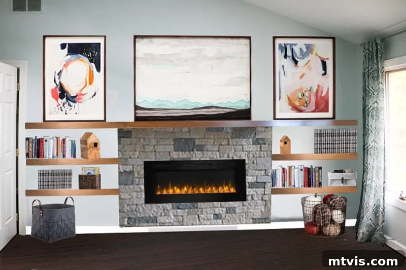 diy electric fireplace planning mockup