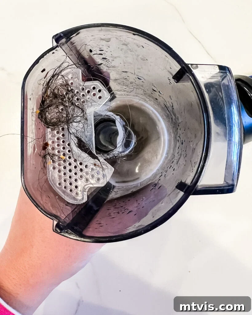 dirty water tank of Tineco hard floor cleaner after use
