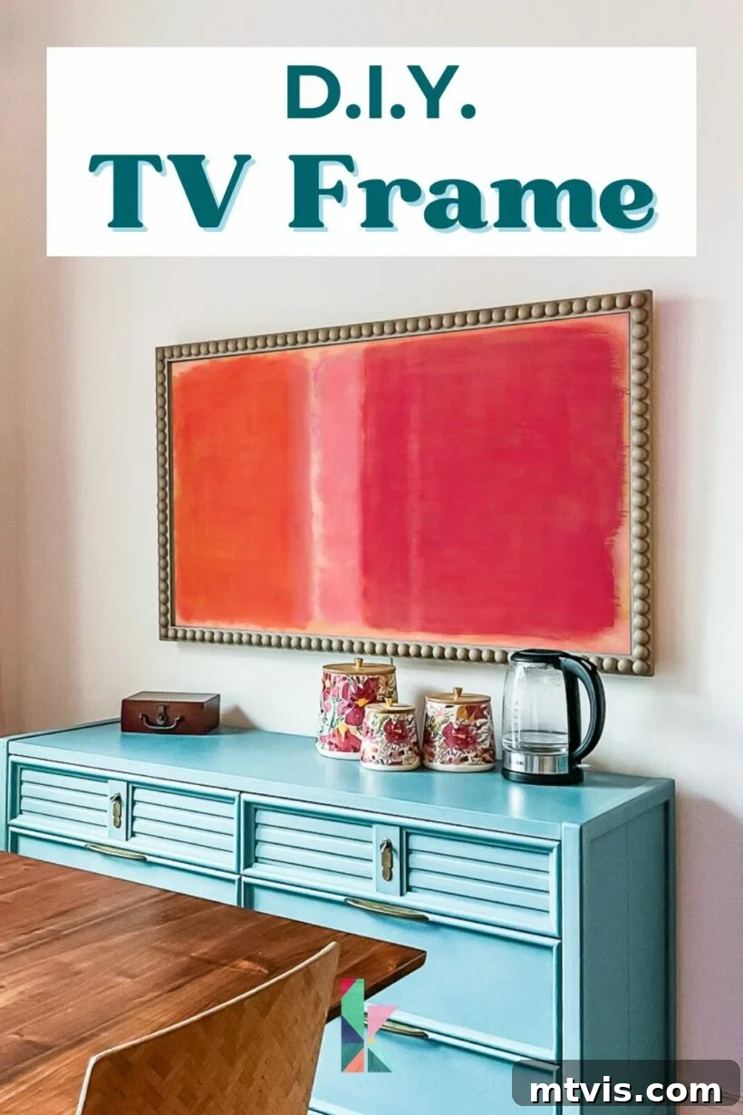 Build a Custom Frame for Your Television 2 DIY TV Frame photo with text overlay showing a beautifully framed television
