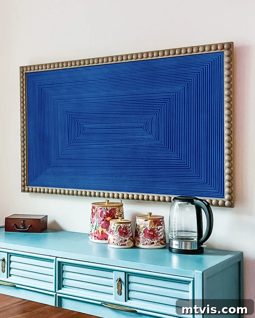Build a Custom Frame for Your Television 17 Comparison showing the thinner profile of a standard Samsung Frame TV Bezel