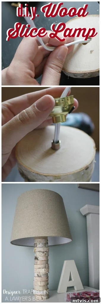DIY Stacked Wood Lamp: Designer Style on a Budget 2 Stunning Anthropologie-inspired DIY stacked wood lamp crafted from birch wood slices