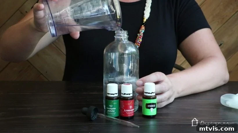 Homemade Botanical Bug Repellent 4 Pouring Witch Hazel for DIY Bug Spray