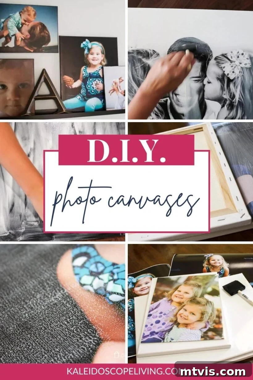 DIY Textured Photo Canvas Art 2 diy photo canvases Pinterest graphic - a collage of finished DIY photo canvases
