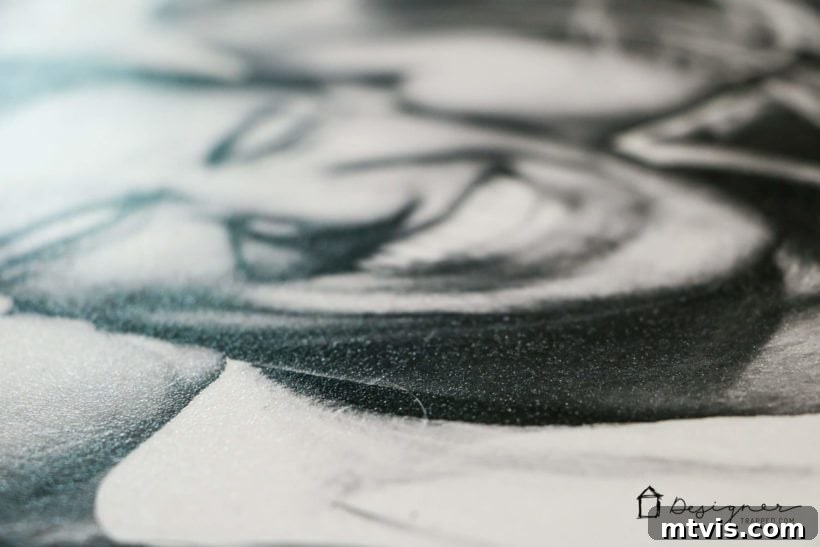 DIY Textured Photo Canvas Art 15 Close-up of a finished DIY photo canvas, showing detailed texture from dishtowel method