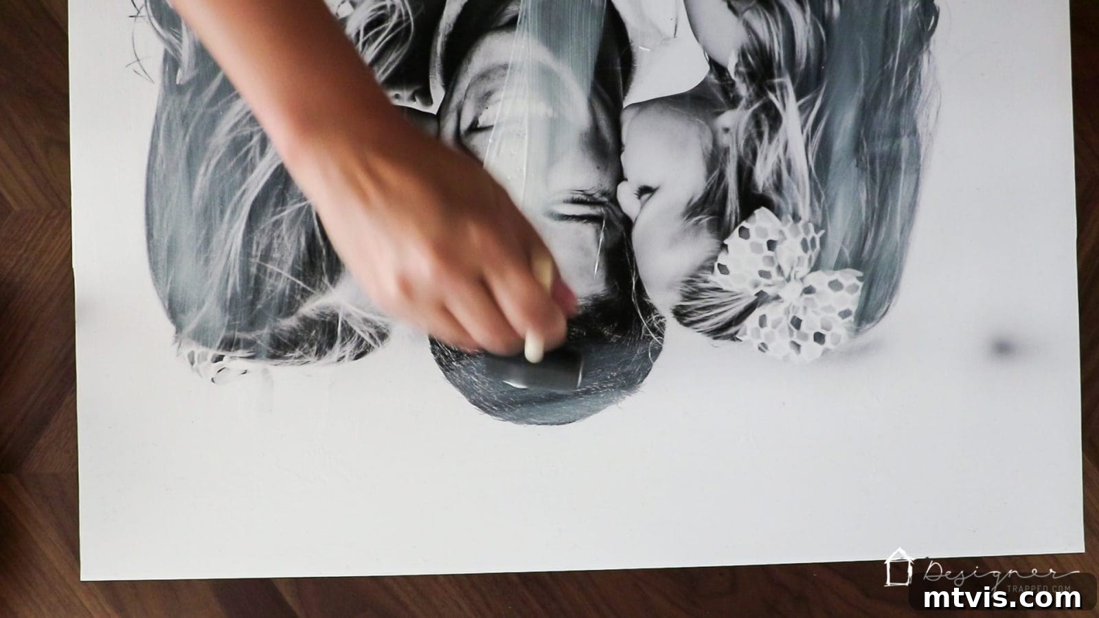 DIY Textured Photo Canvas Art 9 Applying a thin layer of Mod Podge over the photo on the canvas.