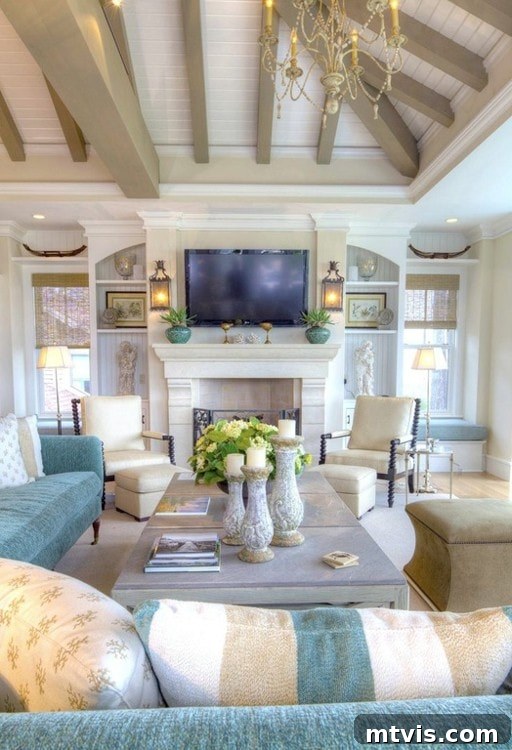 Achieve Stunning Ceilings Faux Wood Beam DIY 4 Modern home interior featuring decorative ceiling beams, as seen on Zillow Digs.