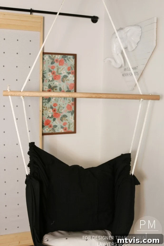 Craft Your Own Hammock Chair 20 Stylishly decorated office with a focal point of the DIY hammock chair, adding a cozy element.