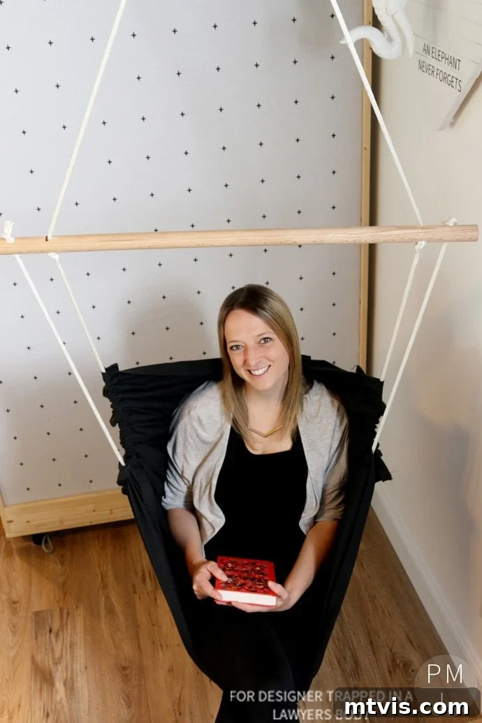 Craft Your Own Hammock Chair 21 Another view of the DIY hammock chair, showcasing its elegant design and modern appeal.