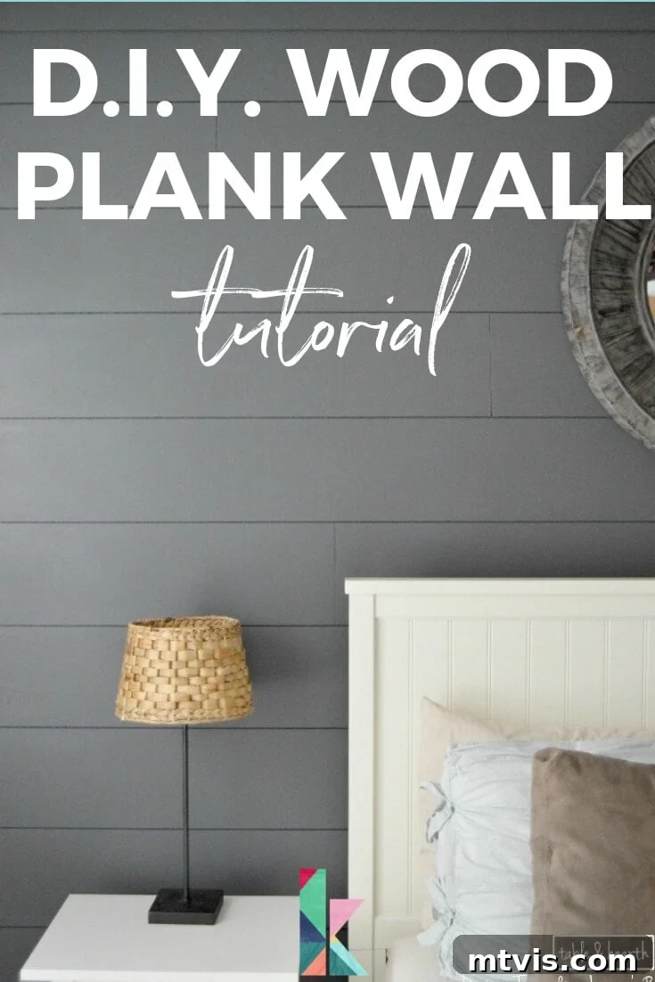 Build a Beautiful Wood Plank Accent Wall 2 Stunning DIY wood plank wall in a modern farmhouse style bedroom