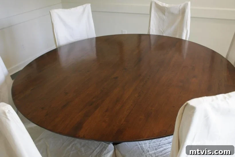 Easy Table Makeover: No Sanding, No Stripping 20 Refinished wood table, glowing with renewed beauty