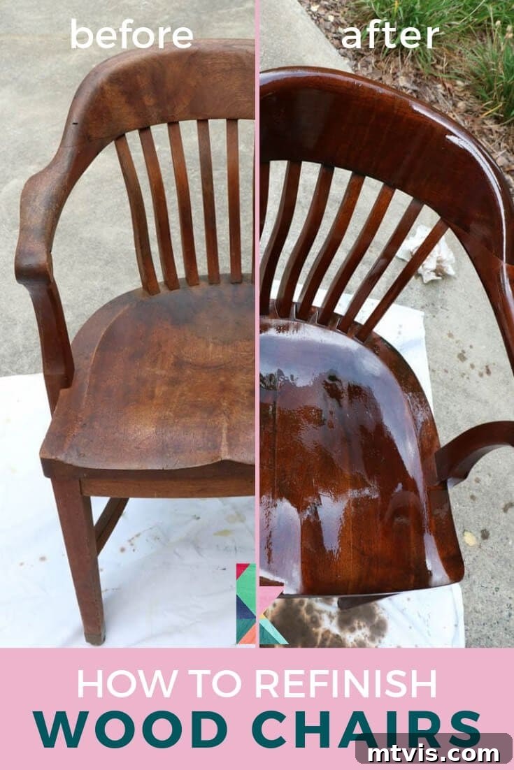 Effortless Wood Chair Refinishing 2 How to easily refinish wood chairs without sanding or stripping. Achieve beautiful results on antique furniture with this simple DIY method.