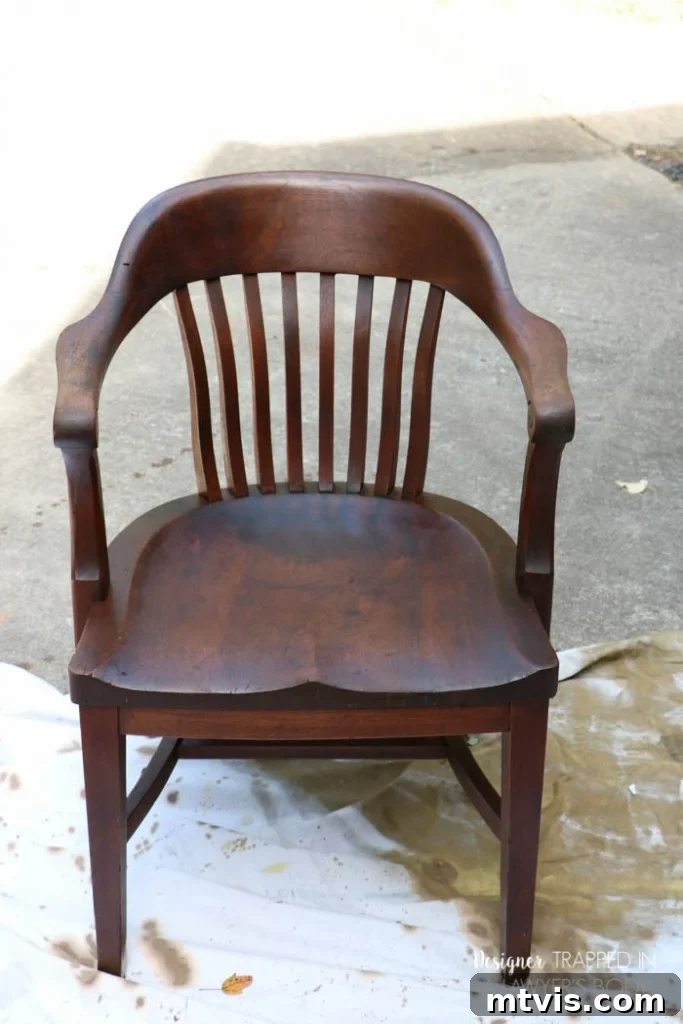 Effortless Wood Chair Refinishing 15 AFTER: Beautifully refinished antique wood chair seat with even, rich color.