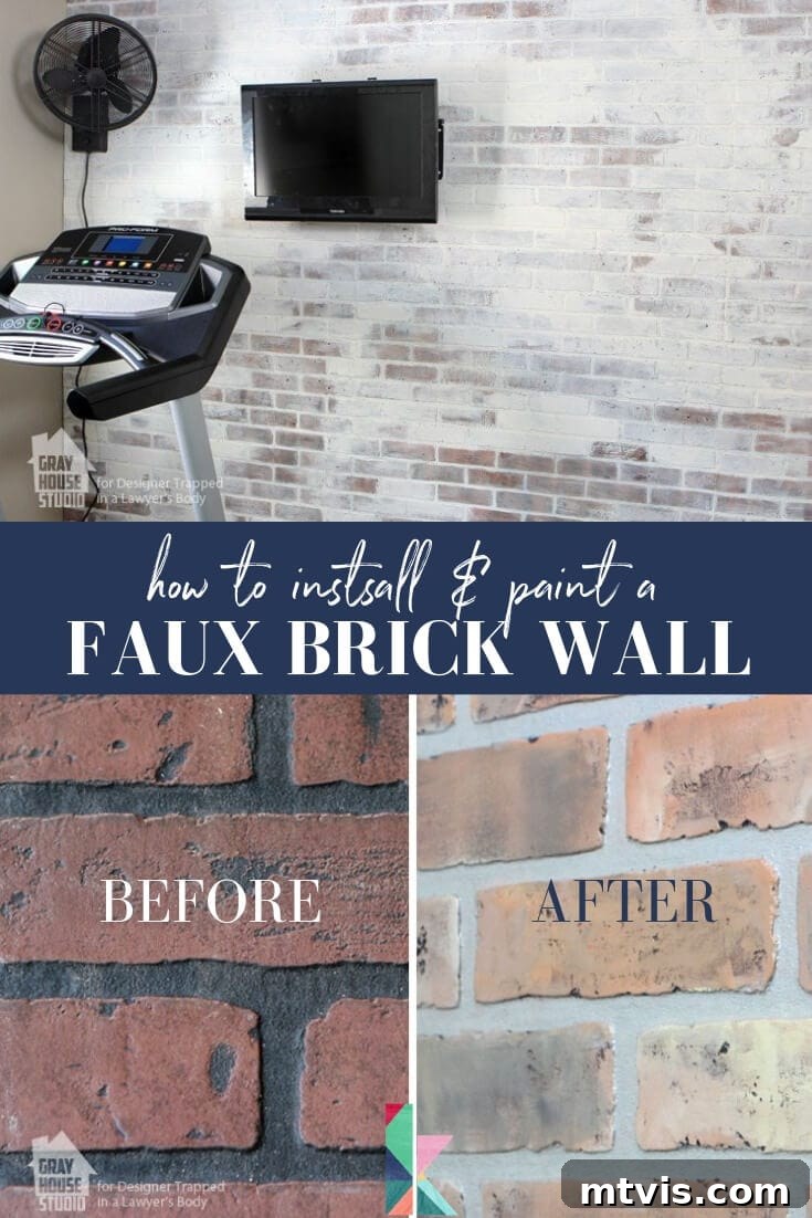 Stunning DIY Faux Brick Accent Wall Transformation in a Home Gym