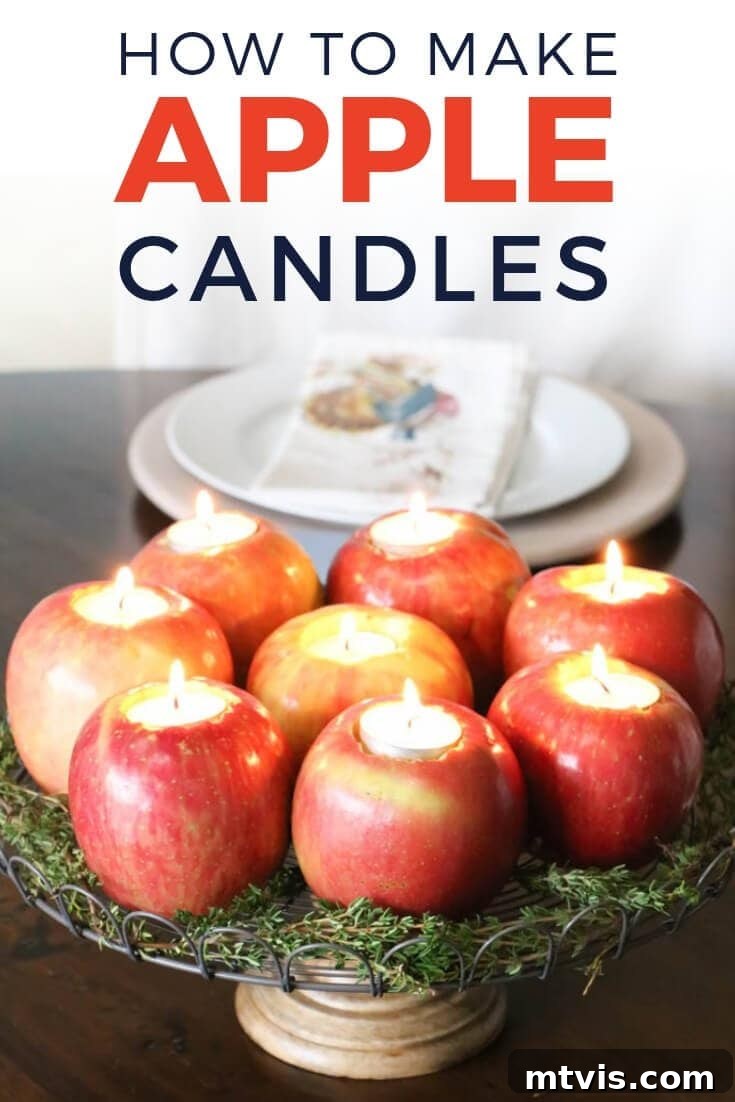 Crafting Homemade Apple Candles 2 DIY apple tea light candle holders as a fall table centerpiece with fresh herbs